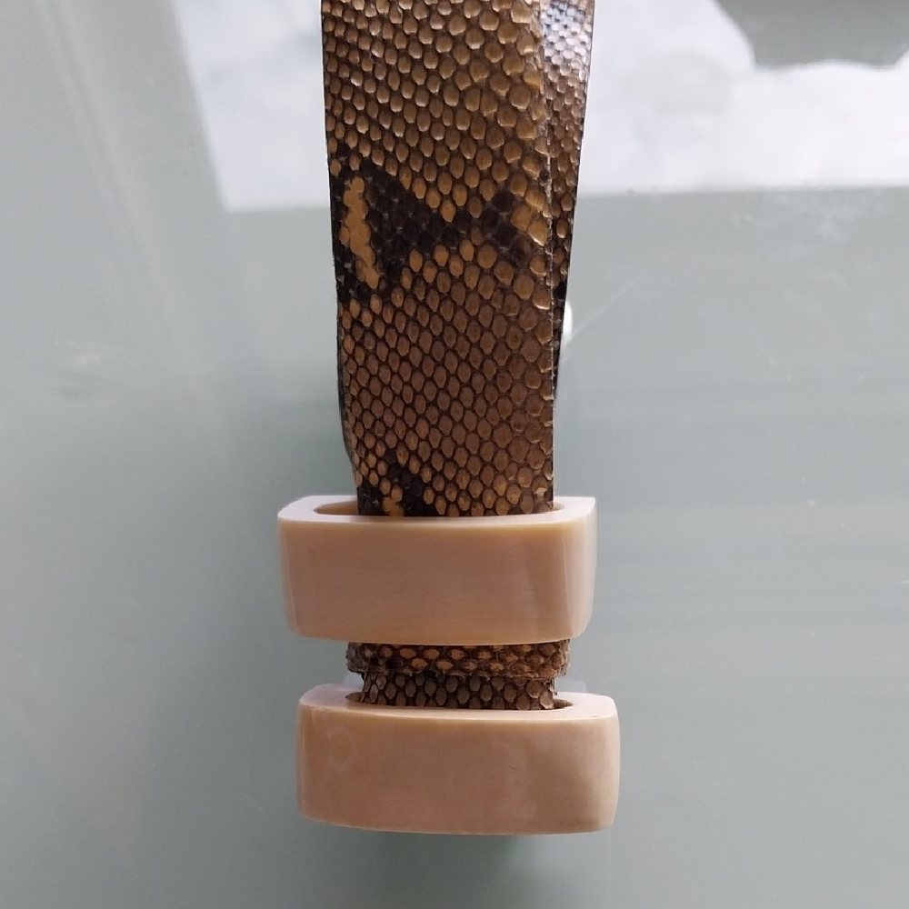 Miss Ellen Ruth Levy NYC 80s Python Skin Belt with 2 Bone Disks